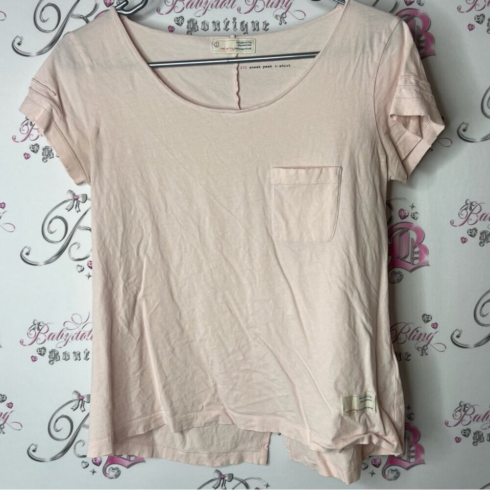 Odd Molly tshirt tee bows ribbons 🎀 cute Light Pink Short Sleeve Tee